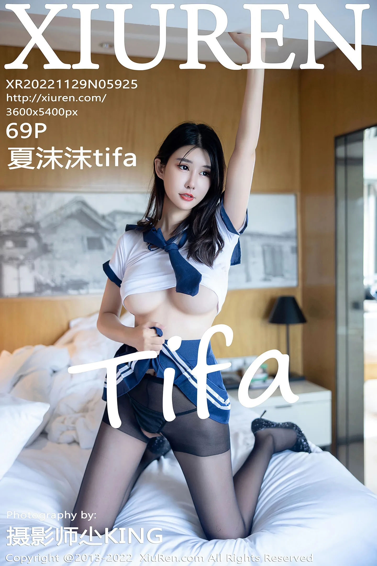 [XiuRen秀人网]No.5925_模特夏沫沫tifa性感学生制服蓝色短裙配超薄开档黑丝魅惑写真69P-秀人网 - XiuRen.Space